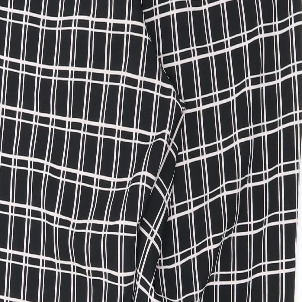 Urmoda Womens Black Check Polyester Cropped Trousers Size M L27 in Regular Zip
