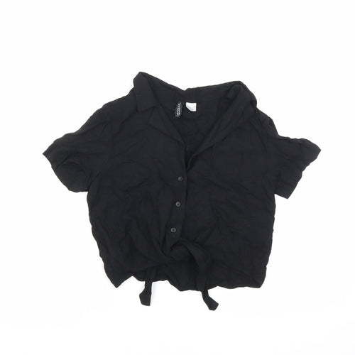 Divided by H&M Womens Black Viscose Basic Button-Up Size 4 Collared