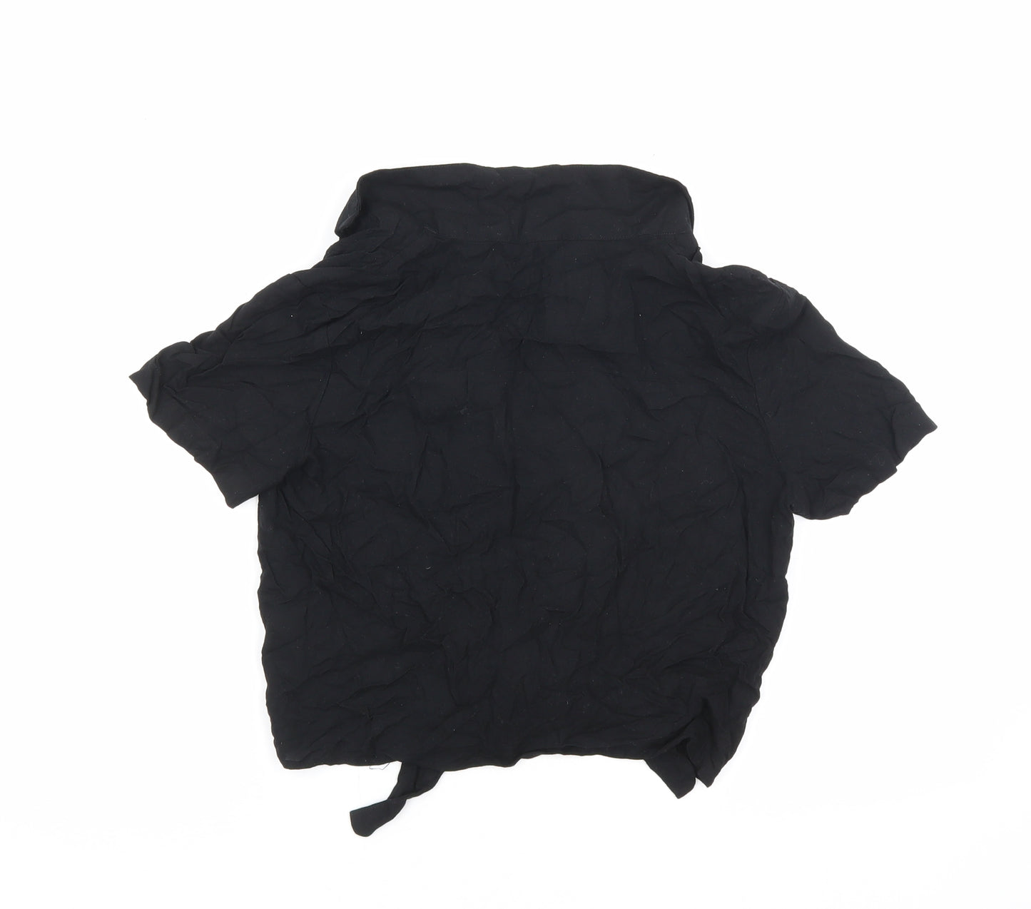 Divided by H&M Womens Black Viscose Basic Button-Up Size 4 Collared