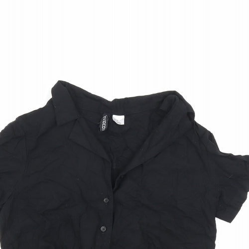 Divided by H&M Womens Black Viscose Basic Button-Up Size 4 Collared