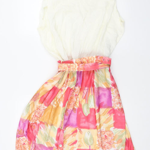 essence Womens Multicoloured Floral Polyester Skater Dress Size 26 Scoop Neck Pullover