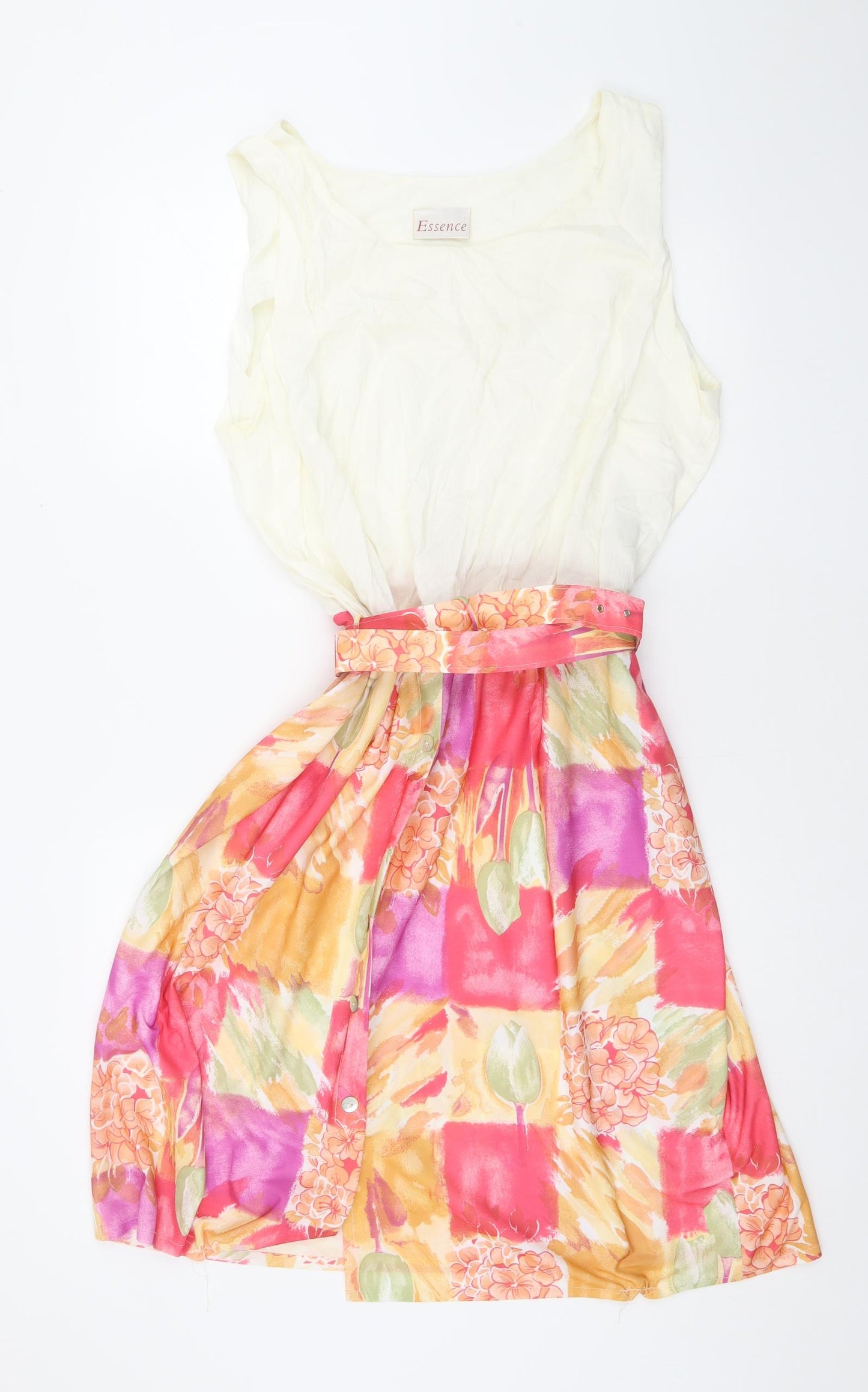 essence Womens Multicoloured Floral Polyester Skater Dress Size 26 Scoop Neck Pullover