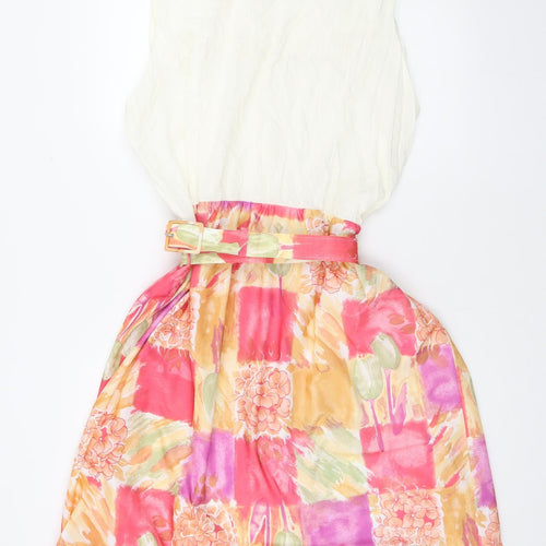 essence Womens Multicoloured Floral Polyester Skater Dress Size 26 Scoop Neck Pullover