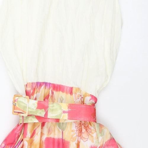 essence Womens Multicoloured Floral Polyester Skater Dress Size 26 Scoop Neck Pullover