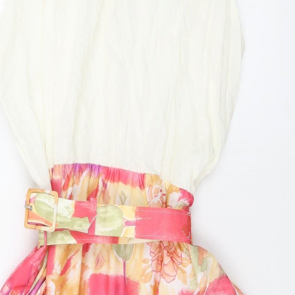 essence Womens Multicoloured Floral Polyester Skater Dress Size 26 Scoop Neck Pullover