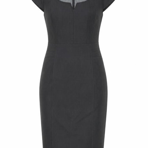 Debenhams Womens Grey Polyester Pencil Dress Size 10 Square Neck Zip