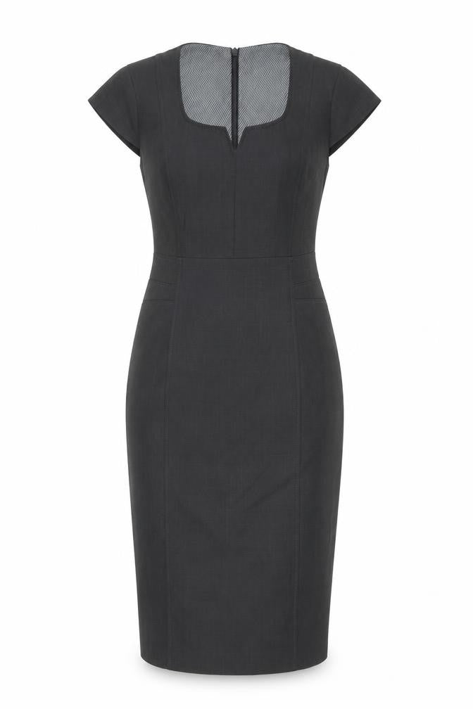 Debenhams Womens Grey Polyester Pencil Dress Size 10 Square Neck Zip