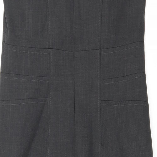 Debenhams Womens Grey Polyester Pencil Dress Size 10 Square Neck Zip