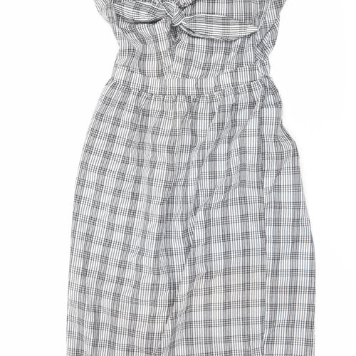 Miss Selfridge Womens Black Plaid Polyester A-Line Size 8 V-Neck Pullover