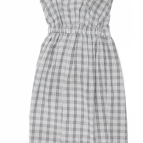 Miss Selfridge Womens Black Plaid Polyester A-Line Size 8 V-Neck Pullover