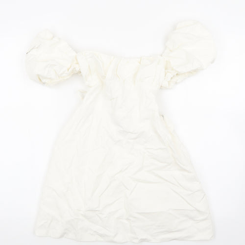 Zara Womens White Cotton Mini Size M Square Neck Tie
