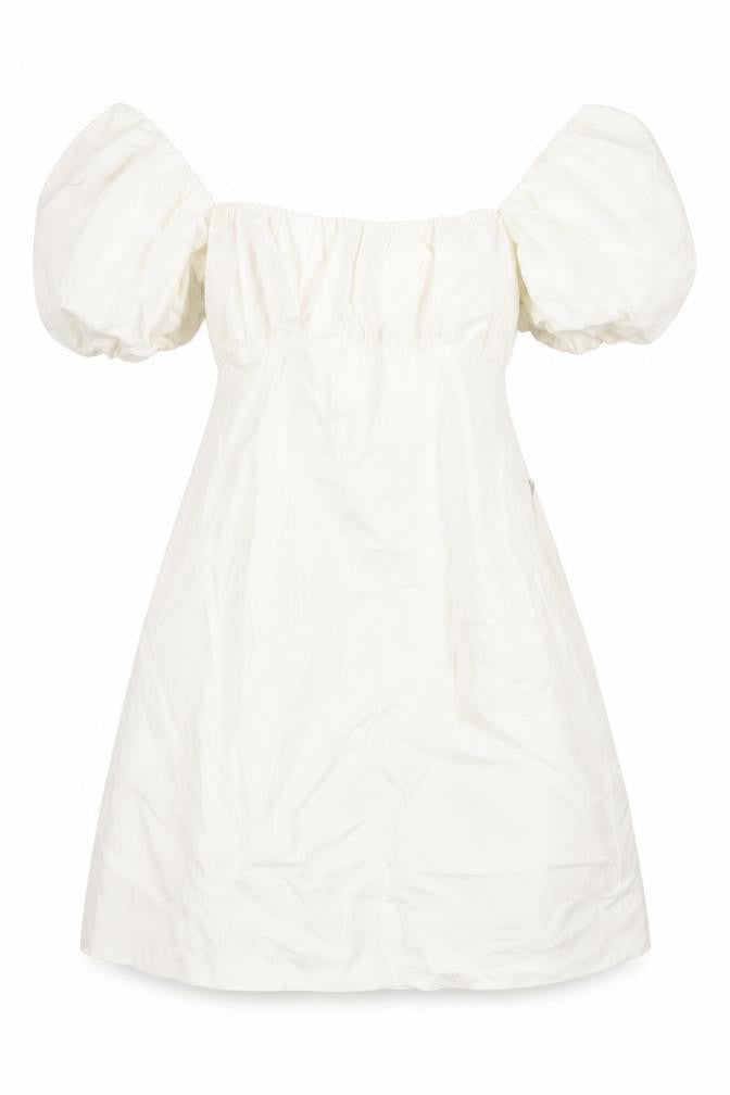 Front view of Zara women’s white cotton mini, size M, square neck tie