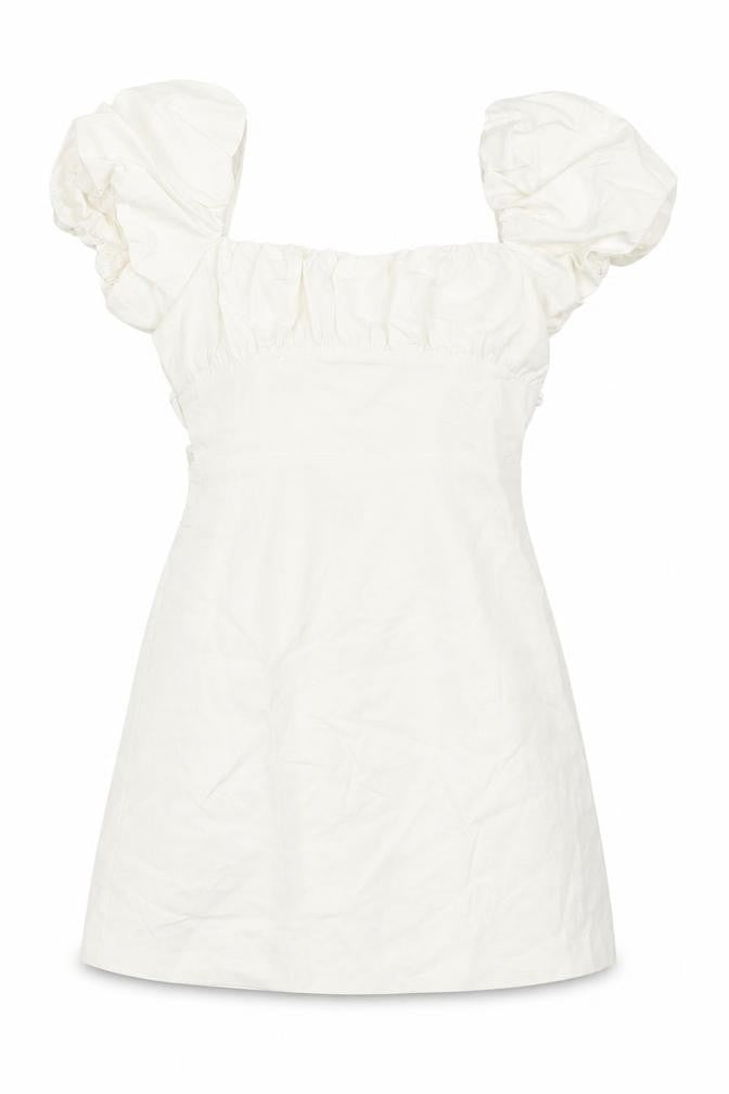Front view of Zara women’s white viscose mini, size XS, square neck tie