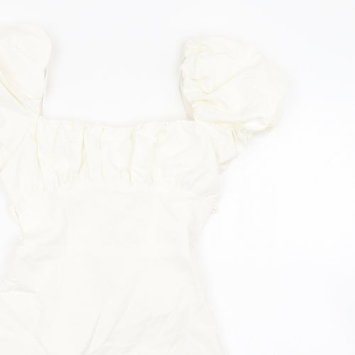 Zara Womens White Viscose Mini Size XS Square Neck Tie