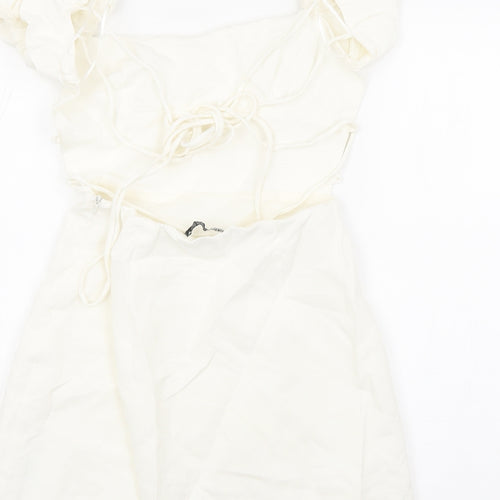 Zara Womens White Viscose Mini Size XS Square Neck Tie