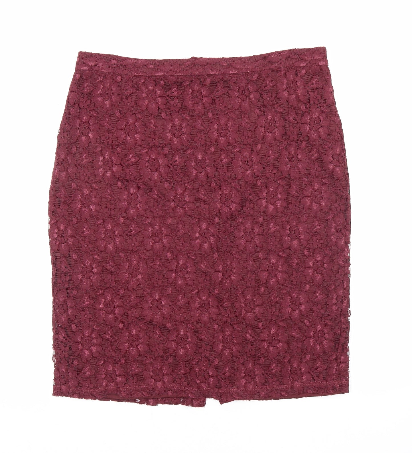 Dorothy Perkins Womens Purple Floral Viscose Straight & Pencil Skirt Size 16 Zip - Lace