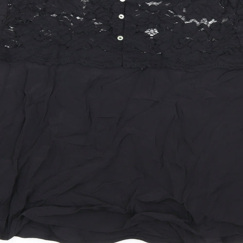 H&M Womens Black Geometric Viscose Basic T-Shirt Size 10 Round Neck