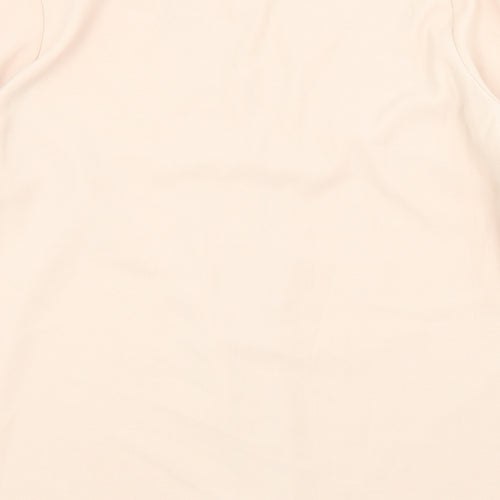 Classic Womens Pink Polyester Basic Button-Up Size 14 Round Neck
