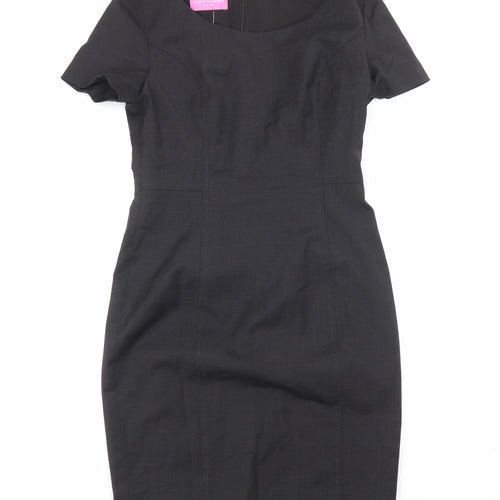 Brook Taverner Womens Grey Polyester Pencil Dress Size 8 Scoop Neck Zip