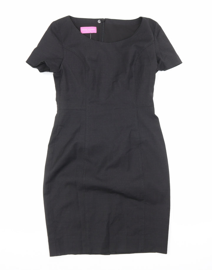 Brook Taverner Womens Grey Polyester Pencil Dress Size 8 Scoop Neck Zip