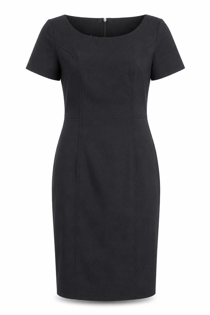 Brook Taverner Womens Grey Polyester Pencil Dress Size 8 Scoop Neck Zip