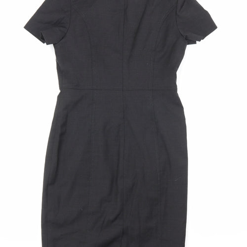 Brook Taverner Womens Grey Polyester Pencil Dress Size 8 Scoop Neck Zip
