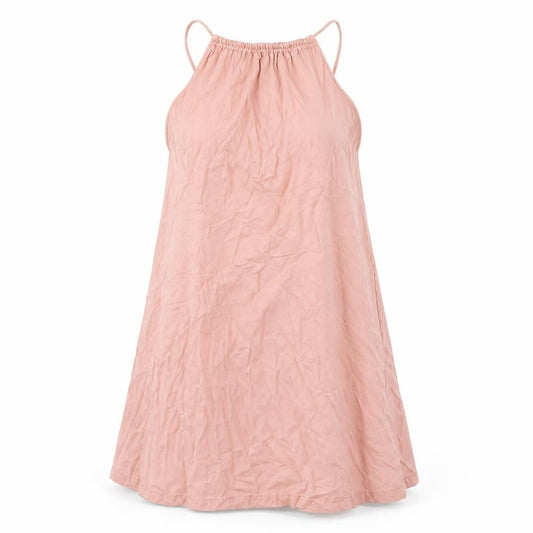 Front view of Zara women’s pink lyocell a-line, size XS, halter pullover