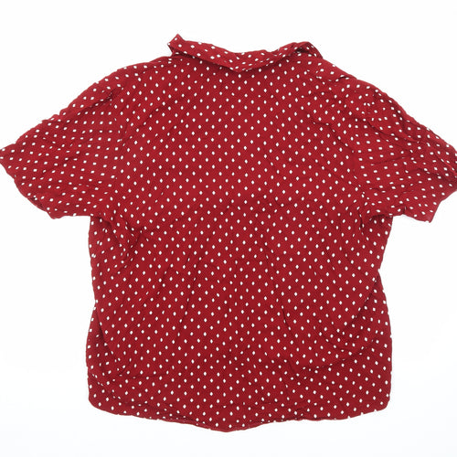 essence Womens Red Polka Dot Viscose Basic Button-Up Size 18 Collared