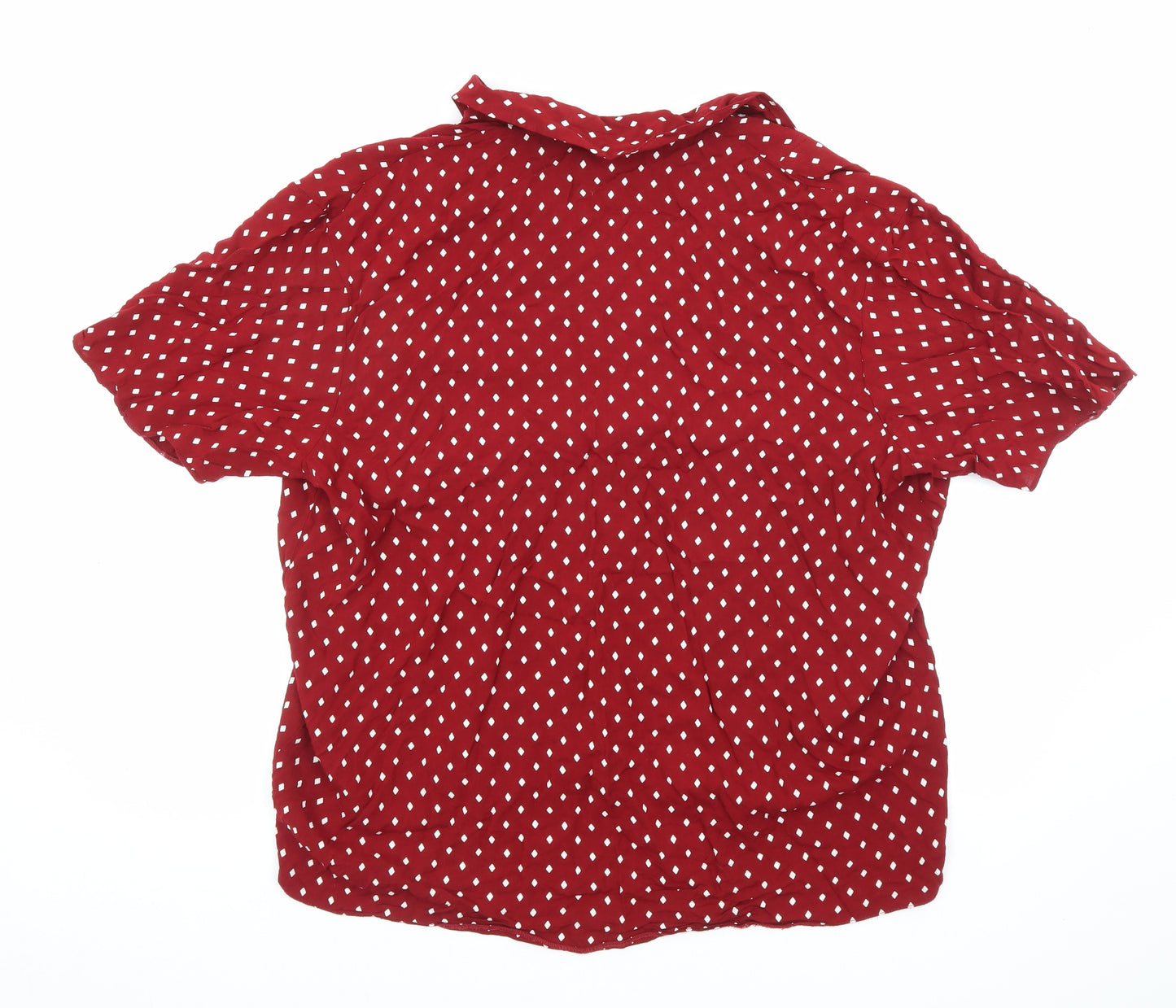 essence Womens Red Polka Dot Viscose Basic Button-Up Size 18 Collared