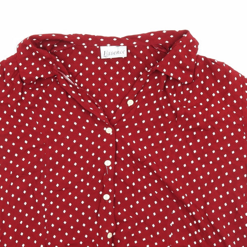 essence Womens Red Polka Dot Viscose Basic Button-Up Size 18 Collared