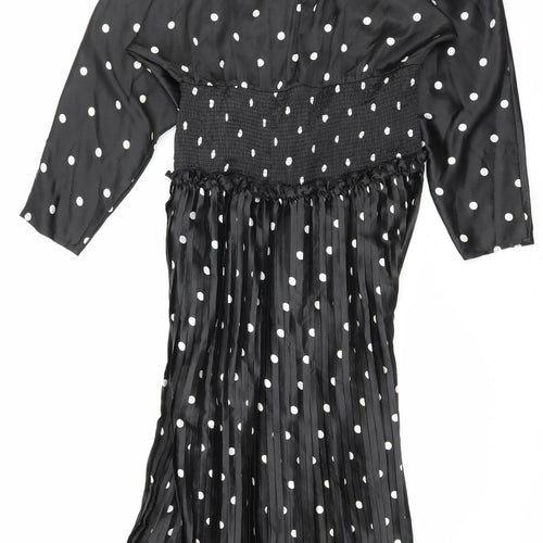 ASOS Womens Black Polka Dot Polyester Maxi Size 16 V-Neck Pullover
