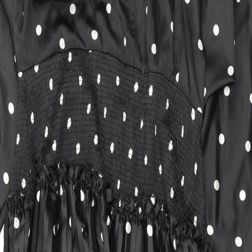 ASOS Womens Black Polka Dot Polyester Maxi Size 16 V-Neck Pullover