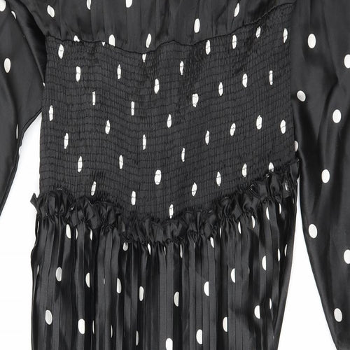 ASOS Womens Black Polka Dot Polyester Maxi Size 16 V-Neck Pullover