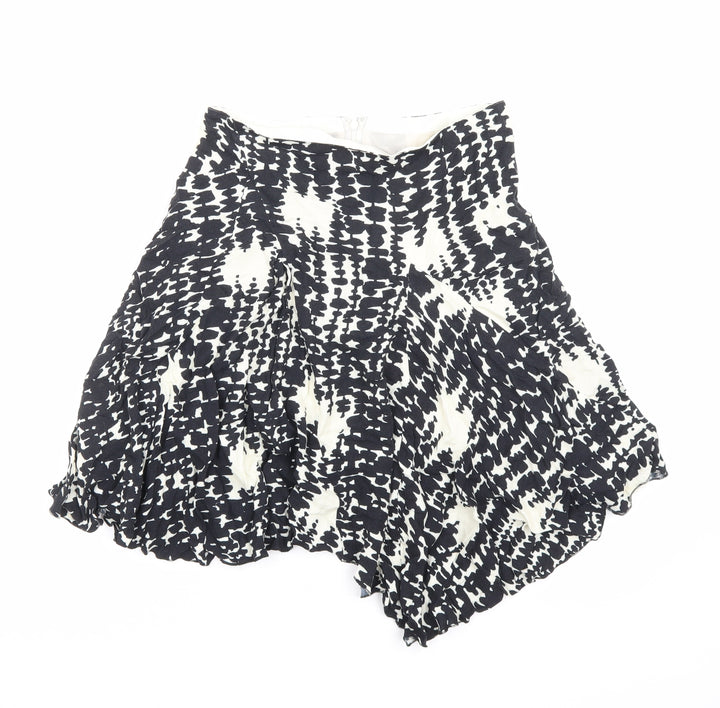 Dual View Womens Black Geometric Polyester Swing Skirt Size 12 Zip