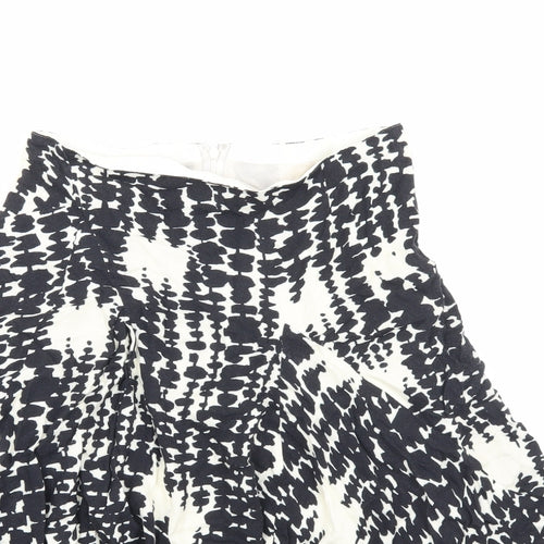 Dual View Womens Black Geometric Polyester Swing Skirt Size 12 Zip