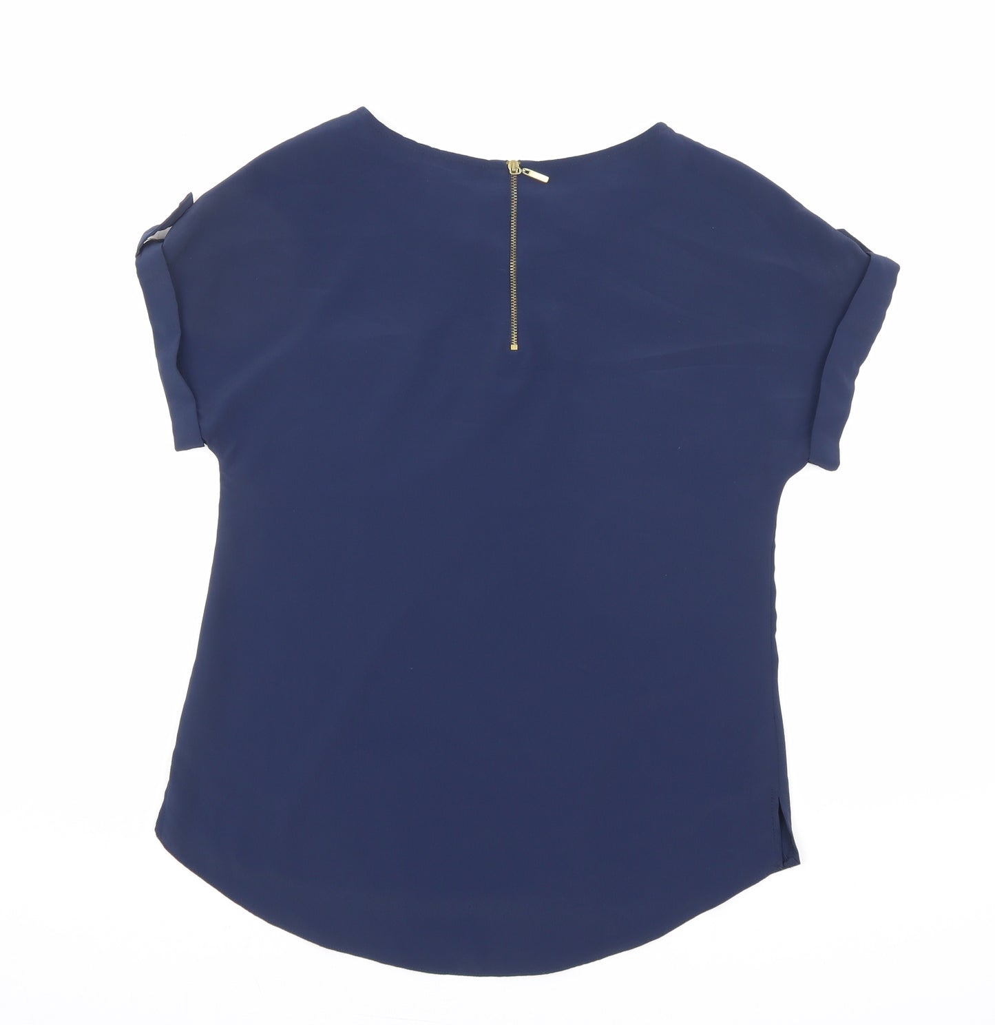 Dorothy Perkins Womens Blue Polyester Basic T-Shirt Size 6 Round Neck