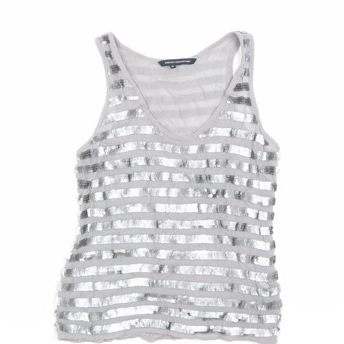 French Connection Womens Silver Viscose Basic Tank Size 12 Scoop Neck - Sequins