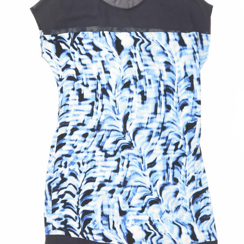 NEXT Womens Blue Geometric Polyester A-Line Size 12 Round Neck Pullover
