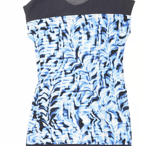 NEXT Womens Blue Geometric Polyester A-Line Size 12 Round Neck Pullover