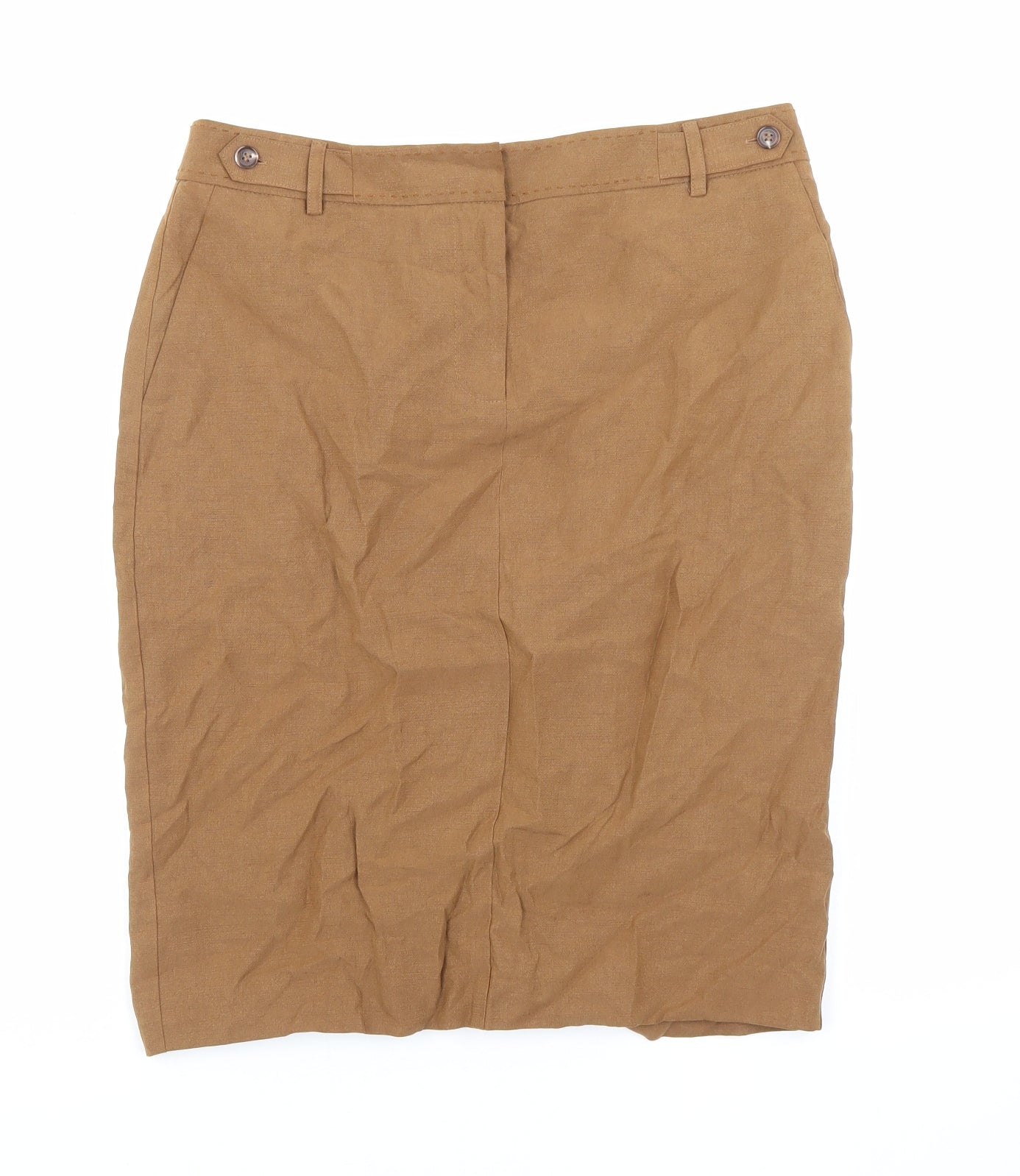 Viyella Womens Brown Silk Straight & Pencil Skirt Size 10 Zip