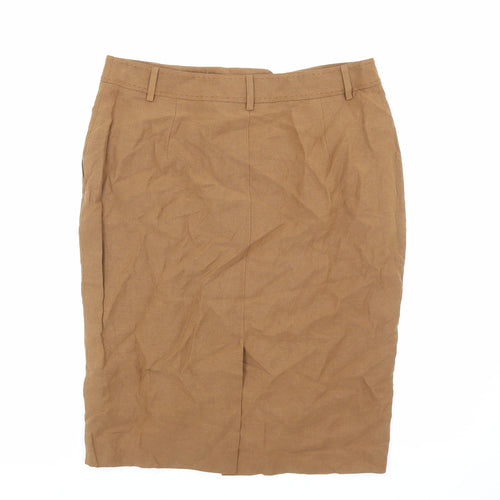 Viyella Womens Brown Silk Straight & Pencil Skirt Size 10 Zip