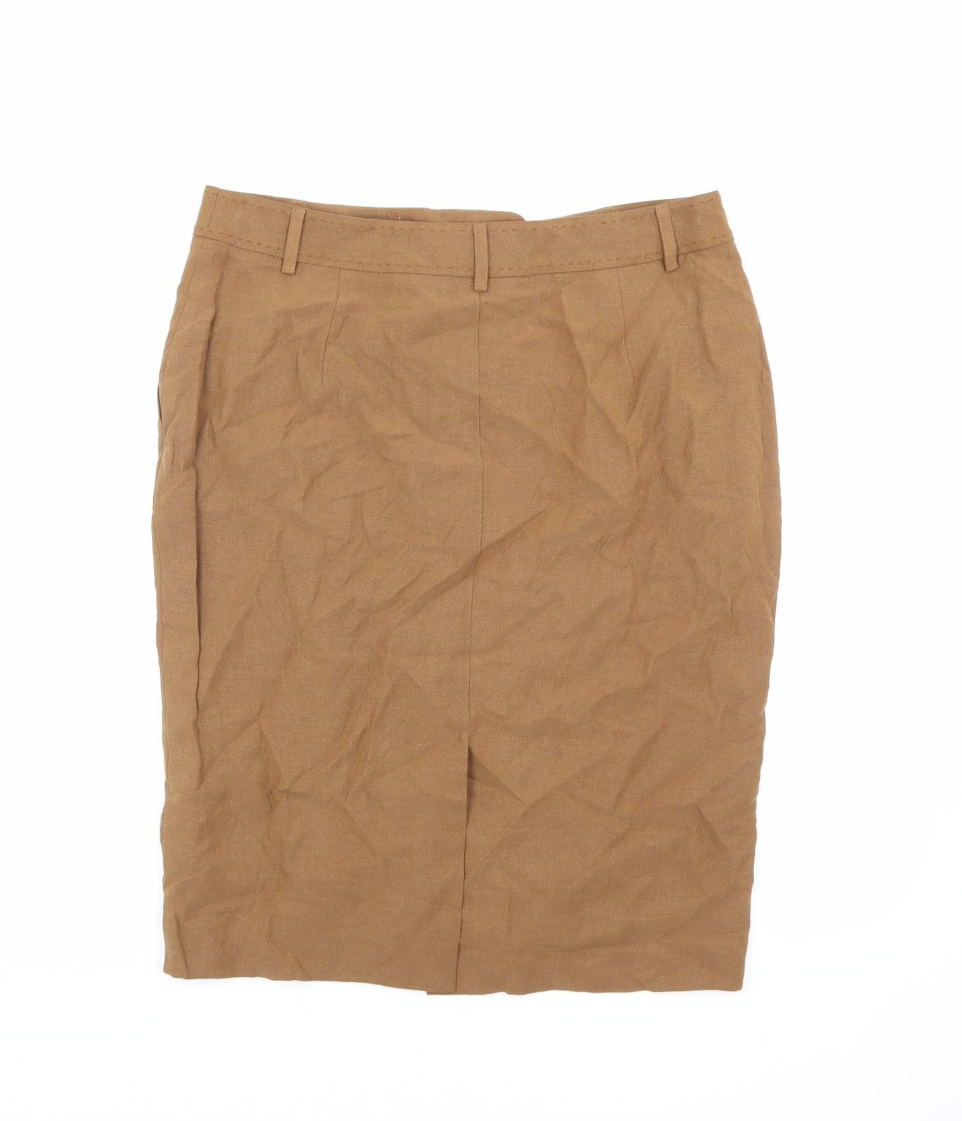 Viyella Womens Brown Silk Straight & Pencil Skirt Size 10 Zip