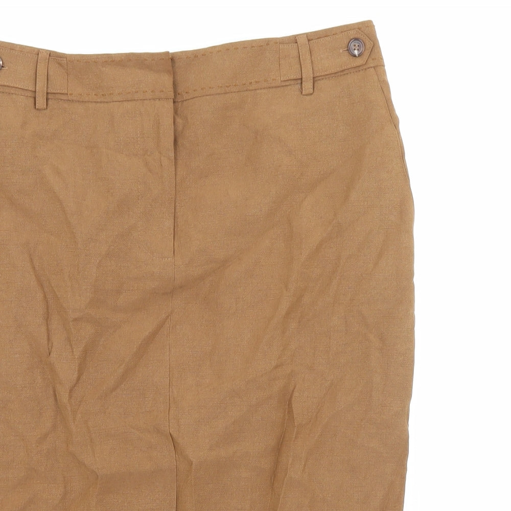 Viyella Womens Brown Silk Straight & Pencil Skirt Size 10 Zip