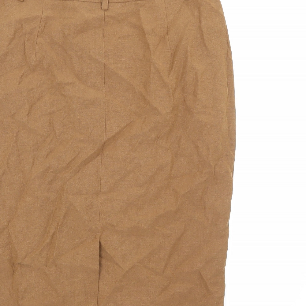 Viyella Womens Brown Silk Straight & Pencil Skirt Size 10 Zip
