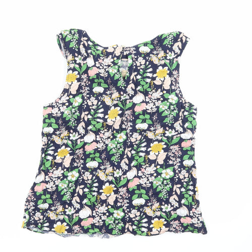Oasis Womens Blue Floral Viscose Basic Tank Size 16 Round Neck