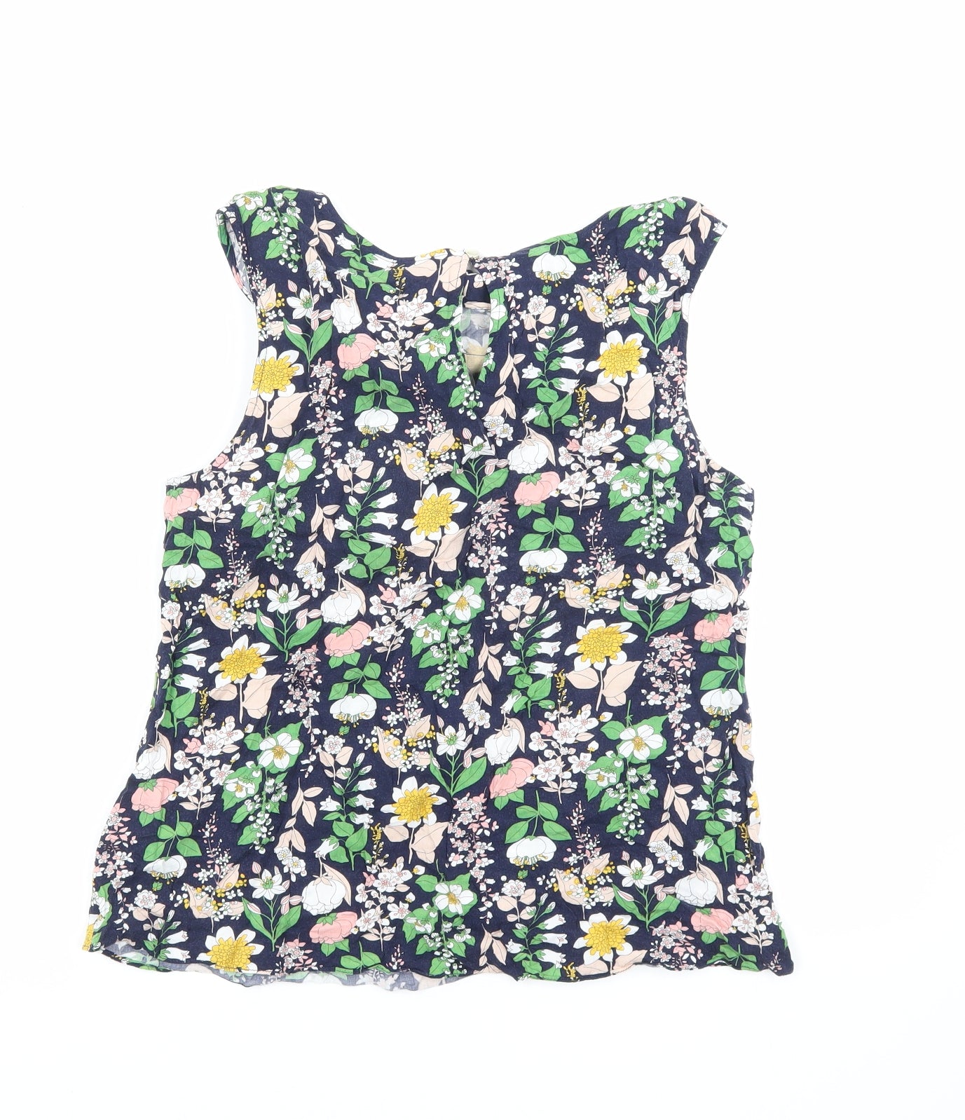 Oasis Womens Blue Floral Viscose Basic Tank Size 16 Round Neck