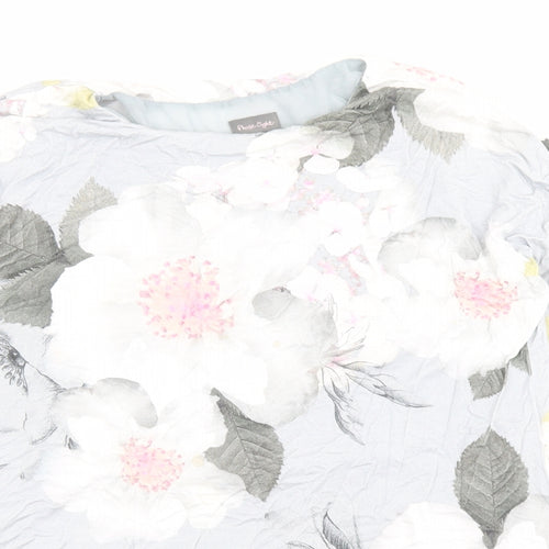 Phase Eight Womens Grey Floral Polyester Basic Blouse Size 12 Round Neck