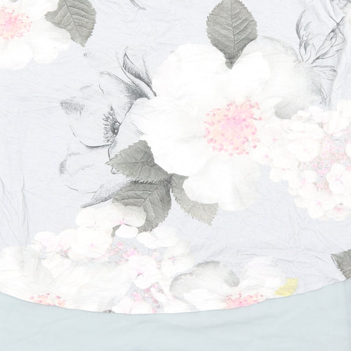 Phase Eight Womens Grey Floral Polyester Basic Blouse Size 12 Round Neck