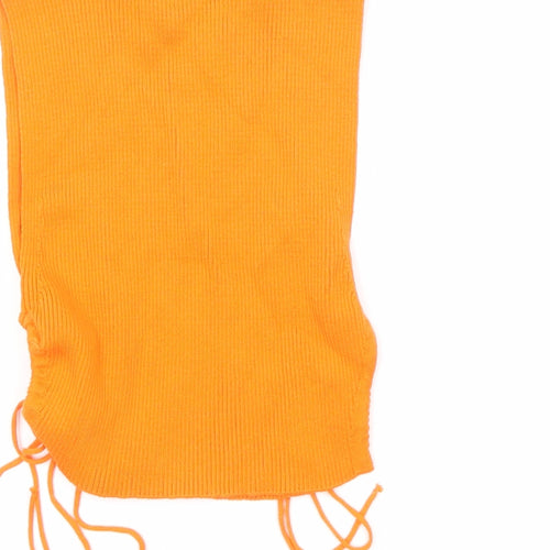 Zara Womens Orange Cotton Basic Tank Size XS Round Neck