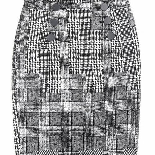 H&M Womens Black Plaid Polyester Straight & Pencil Skirt Size 6 Zip